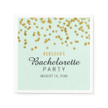 Purpurina Mint Gold Confeti Bachelorette Napkins