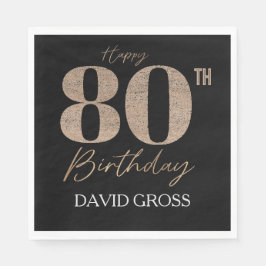 Servilleta De Papel Purpurina negro y oro número 80 cumpleaños