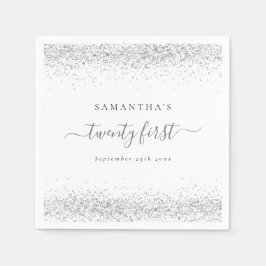 Servilleta De Papel Purpurina Plata Fecha Veintitrés Primer Fiesta