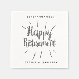 Servilleta De Papel Purpurina plateado moderno jubilado feliz