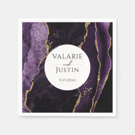 Servilleta De Papel Purpurina Purple Gold Boda de mármol