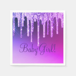 Servilleta De Papel Purpurina púrpura Bling Chica Nombre Esparkle Glam