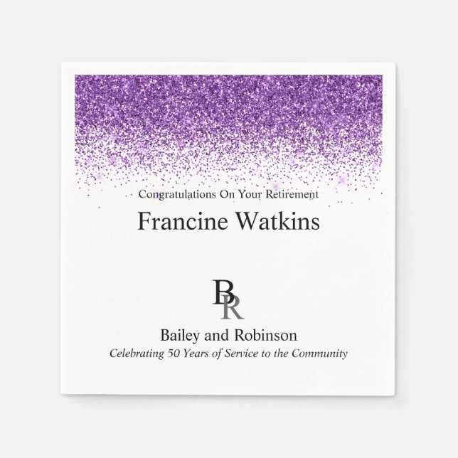 Servilleta De Papel Purpurina púrpura de retiro profesional con logoti (Anverso)