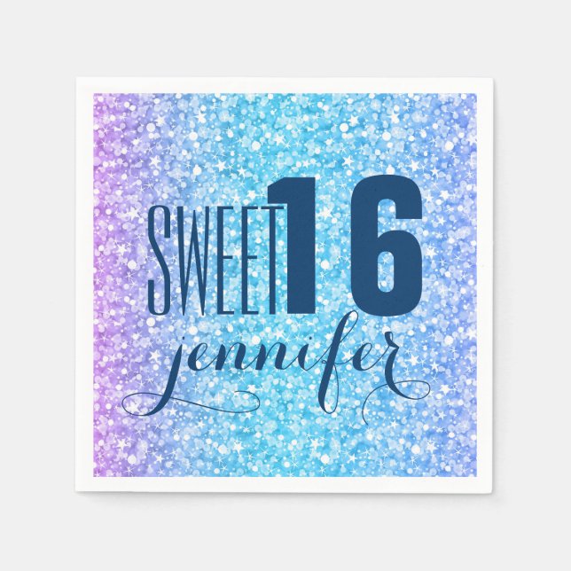 Servilleta De Papel Purpurina Retro Colorido Y Parkles (Anverso)