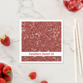Servilleta De Papel Purpurina Rojo Faux Textura Mira Dulce Dieciséis