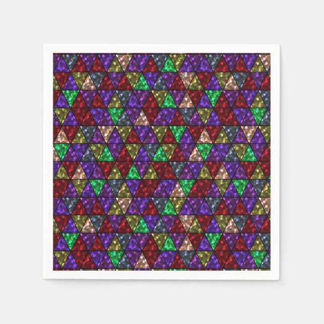 Servilleta De Papel Purpurina. Rojo, verde, morado. (Anverso)