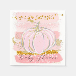 Servilleta De Papel Purpurina rosa Chica de calabaza Baby Shower
