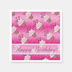 Servilleta De Papel Purpurina Rosa Cupcakes Cupcakes Napkins Cumpleaño