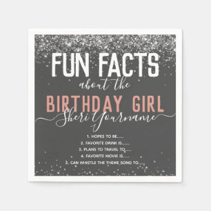 Servilleta De Papel Purpurina Rosa Girly Napkin Fun.