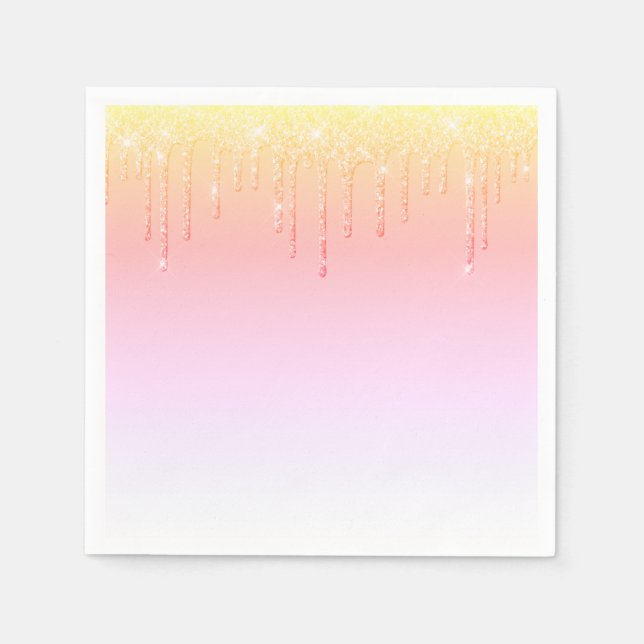 Servilleta De Papel Purpurina rosa Ombré Glam Sparkles Fiesta Bonito (Anverso)