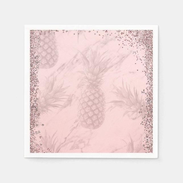 Servilleta De Papel Purpurina Rosa Rosa Oro Pineapple Fiesta tropical (Anverso)