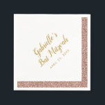 Servilleta De Papel Purpurina rosa Stripe Girly Rosa Gold Bat Mitzvah<br><div class="desc">Diseño Rosa Purpurina Gold con nombre y fecha de personalizable de color dorado. Excelente acento de mesa para una elegante y moderna celebración de Bat Mitzvah, o cambiar la redacción para un dulce de 16 años, bebé o ducha de novia. La ilustración es una imagen impresa de un purpurina -...</div>