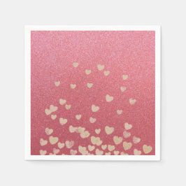 Servilleta De Papel Purpurina Rosa y Corazones