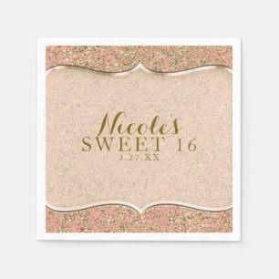Servilleta De Papel Purpurina Rosa y Oro Glam Personalizado del partid