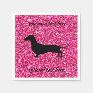 Servilleta De Papel Purpurina rosado caliente Papel Dachshund