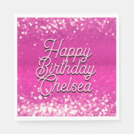 Servilleta De Papel Purpurina Rosado Caliente Personalizado de Bokeh T