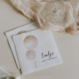 Servilleta De Papel Purpurina Rosado Chica de Globos Primera Fiesta de