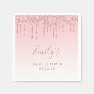 Servilleta De Papel Purpurina rosado Drip Baby Shower