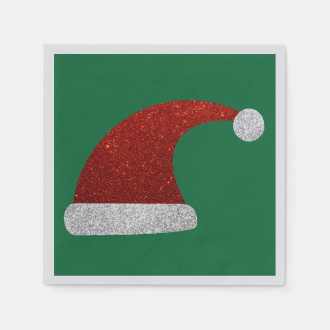 Servilleta De Papel Purpurina Santa Hat Napkins (Anverso)