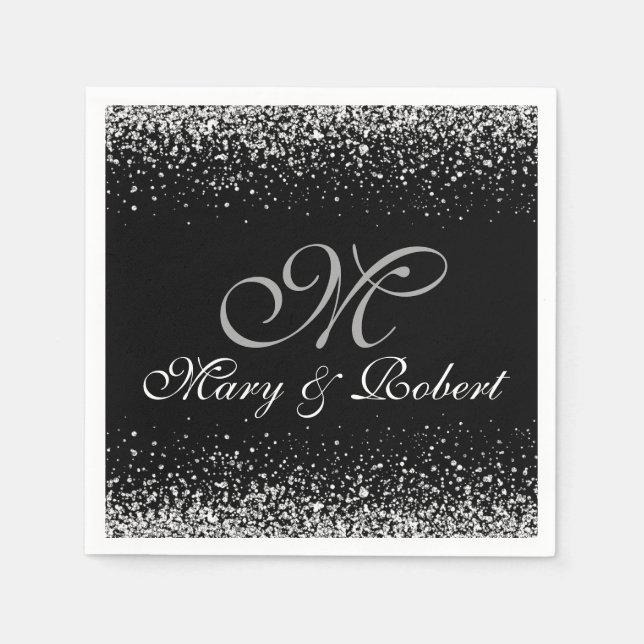 Servilleta De Papel Purpurina Silver Night Sky (Anverso)