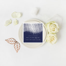 Servilleta De Papel Purpurina Silver WhiteBlue Navy White Gracias Nomb