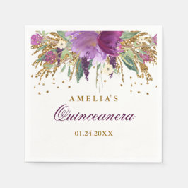 Servilleta De Papel Purpurina Sparkling Amethyst Quinceanera Napkin