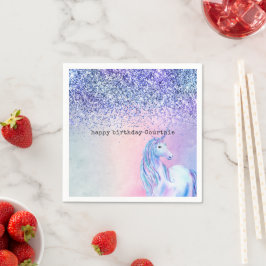 Servilleta De Papel Purpurina Unicorn Azul Púrpura