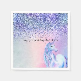 Servilleta De Papel Purpurina Unicorn Azul Púrpura