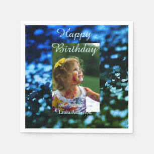 Servilleta De Papel Purpurina verde azul foto niños cumpleaños óxido m