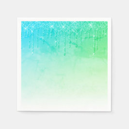 Servilleta De Papel Purpurina verde Ombré Glam Sparkles Bonito Fiesta