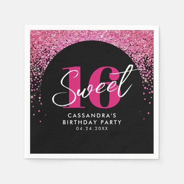 Servilleta De Papel Purpurinas rosados bonitos Dulce Fiesta de Cumplea (Anverso)