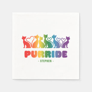 Servilleta De Papel Purride - Silhouette de gato arco iris LGBTQ+ Pun 