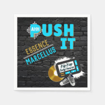 Push It 90's Retro Neon Blue Hip Hop Baby Shower