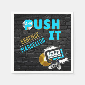 Servilleta De Papel Push It 90's Retro Neon Blue Hip Hop Baby Shower