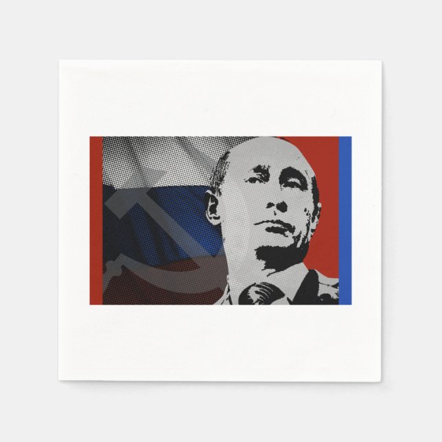 Servilleta De Papel Putin con la bandera rusa (Anverso)