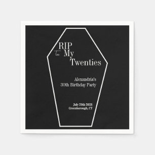 Servilleta De Papel QEPD Fiesta gótica de cumpleaños número 30 negro y