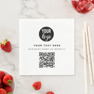 Servilleta De Papel QR Code Business Logo Moderno Negocio Minimalista