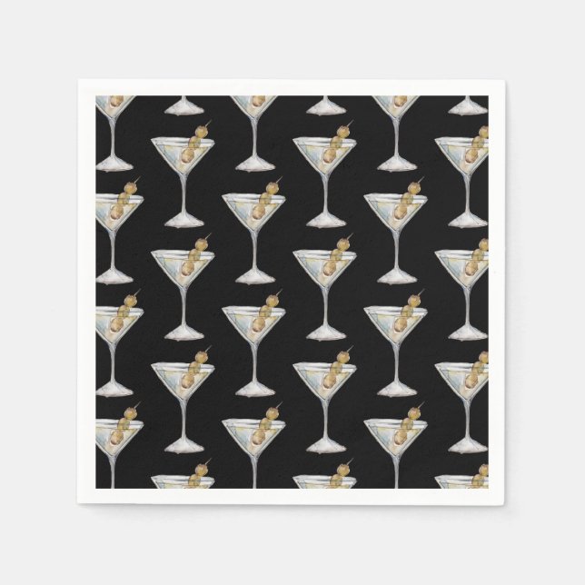 Servilleta De Papel Quarantini Martini Modelo de cóctel Negro (Anverso)