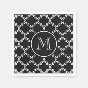 Servilleta De Papel Quatrefoil blanco y negro