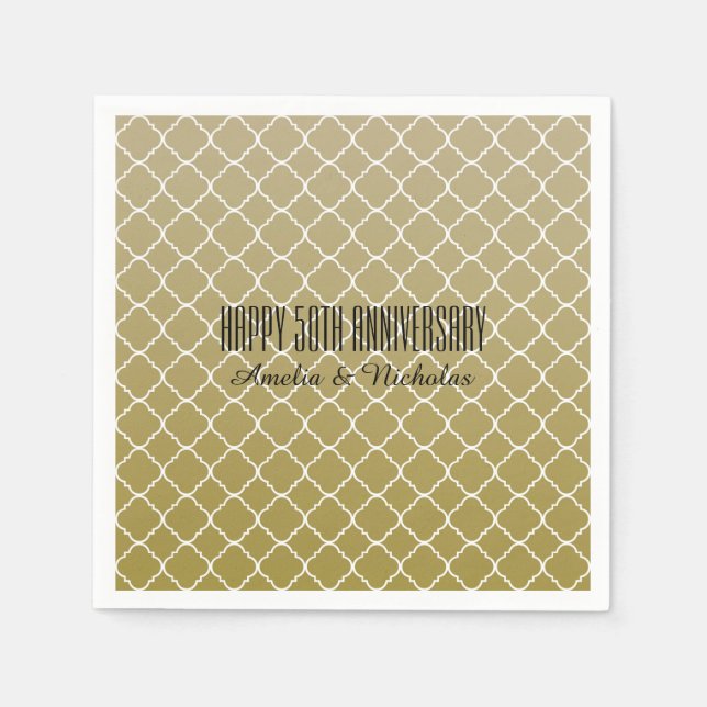 Servilleta De Papel Quatrefoil de oro de moda (Anverso)