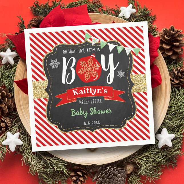 Servilleta De Papel "¡Qué alegría, es un chico!" Baby Shower de navida (Subido por el creador)