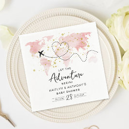 Servilleta De Papel "¡Que comience la aventura!" Baby Shower de mapa d