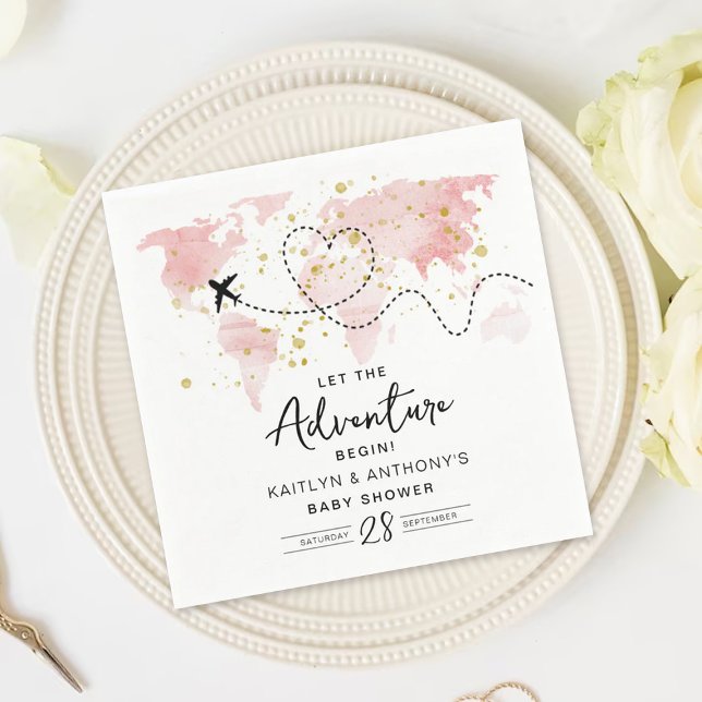 Servilleta De Papel "¡Que comience la aventura!" Baby Shower de mapa d (Subido por el creador)