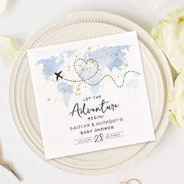 Servilleta De Papel "¡Que comience la aventura!" Baby Shower de mapa d