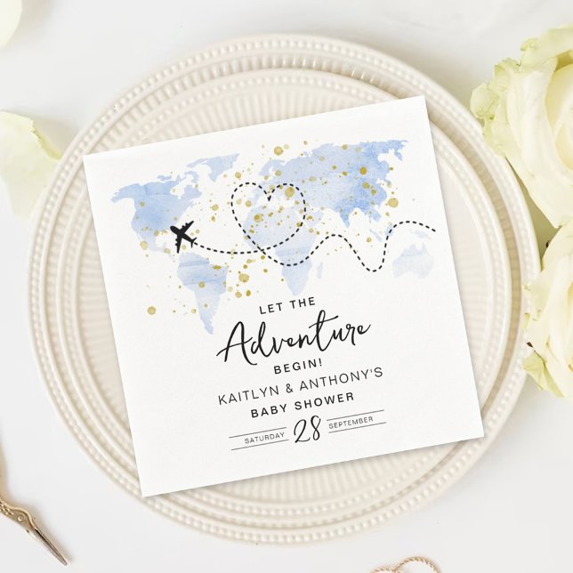 Servilleta De Papel "¡Que comience la aventura!" Baby Shower de mapa d (Subido por el creador)