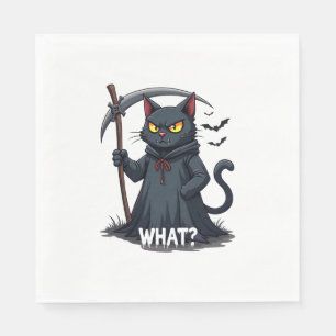 Servilleta De Papel Qué Gato Negro Gato Gato Halloween Gato Temeroso G