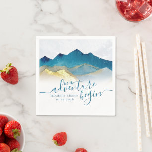 Servilleta De Papel Que la aventura empiece Boda Blue Gold Mountain