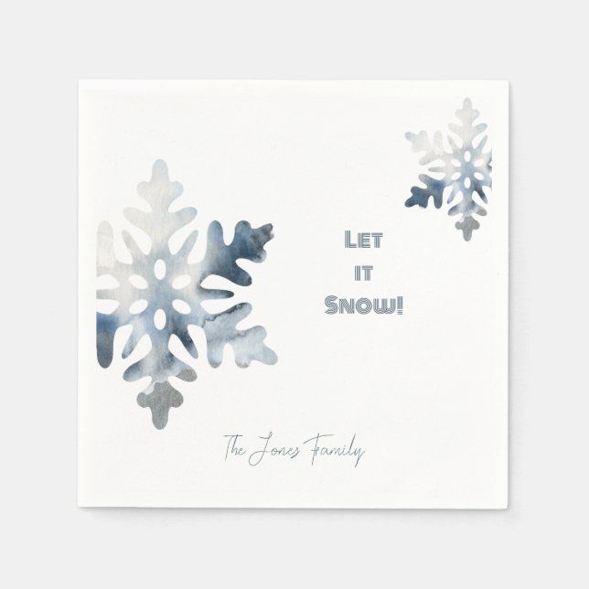 Servilleta De Papel Que nieve Personalizado Snowflake Cocktail (Anverso)