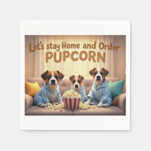 Servilleta De Papel Quedémonos en casa y ordenemos perros de caricatur