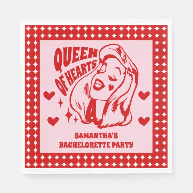 Servilleta De Papel Queen of Hearts Bachelorette Party (Anverso)